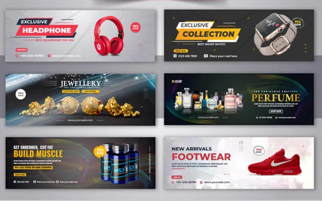 E-commerce product promotion web banner design samples in Jaipur