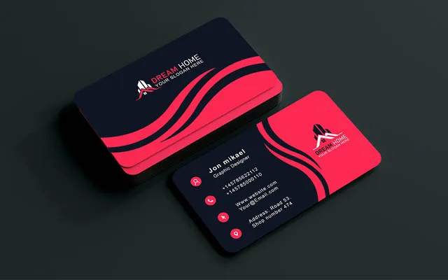 Modern black and pink corporate business card design mockup