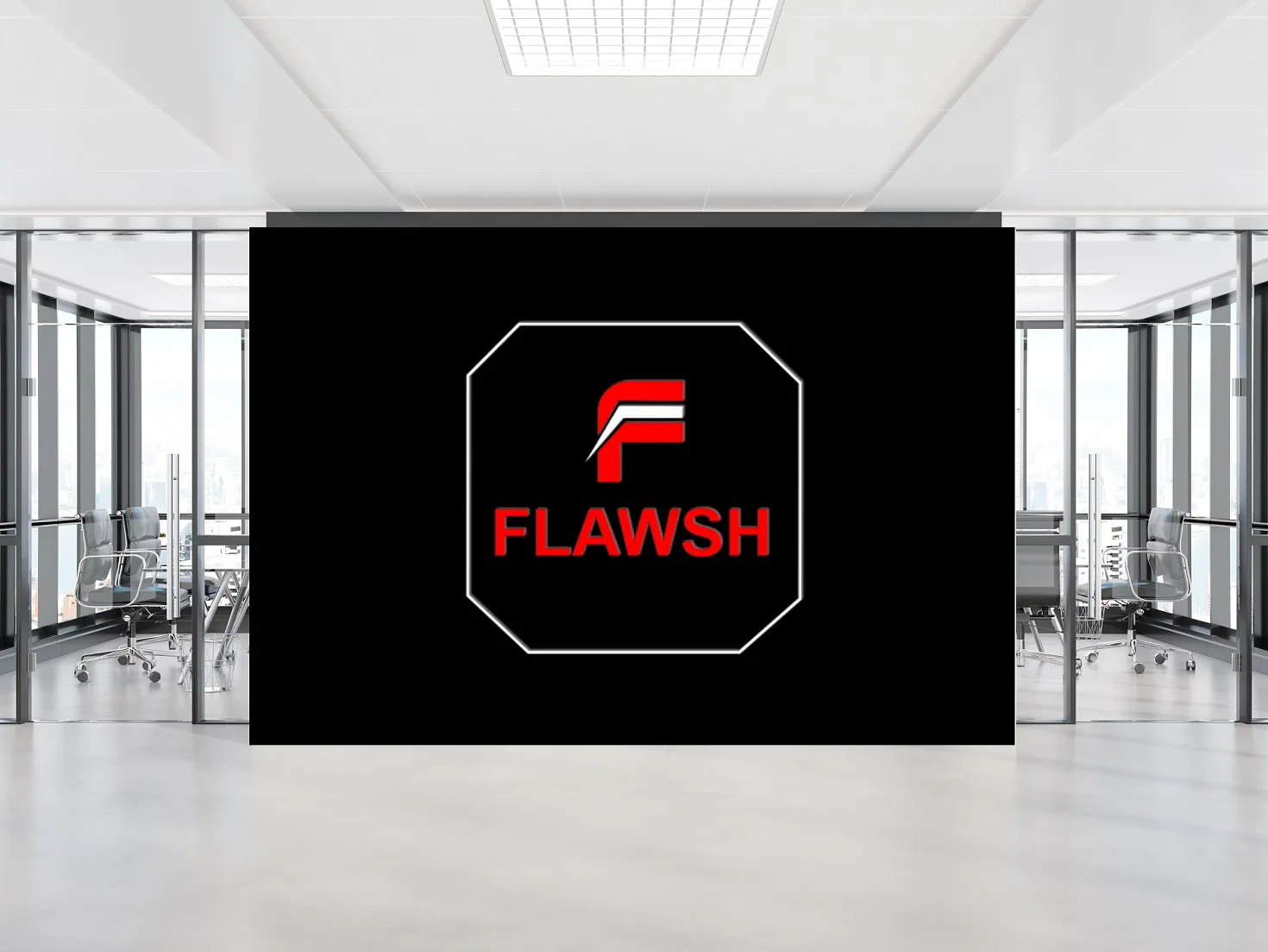 Logo on office wall Mockup
