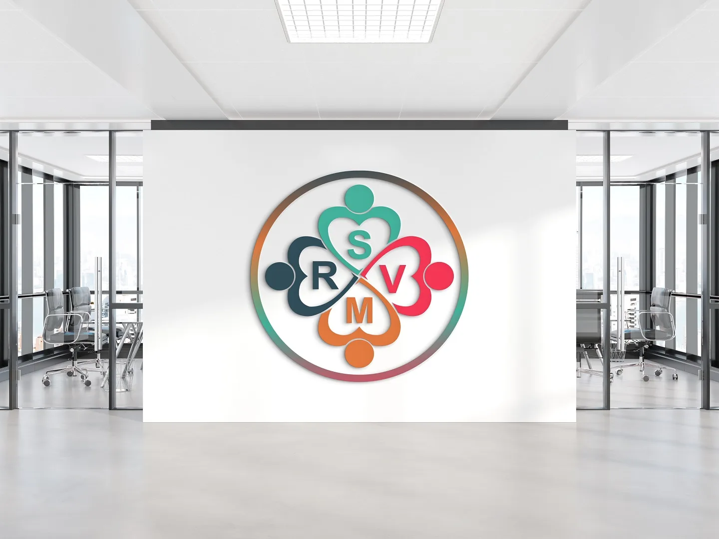 Logo on office wall Mockup