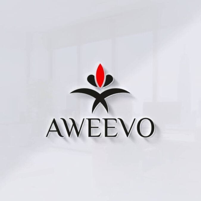 Modern floral emblem 3D logo design for Aweevo brand identity
