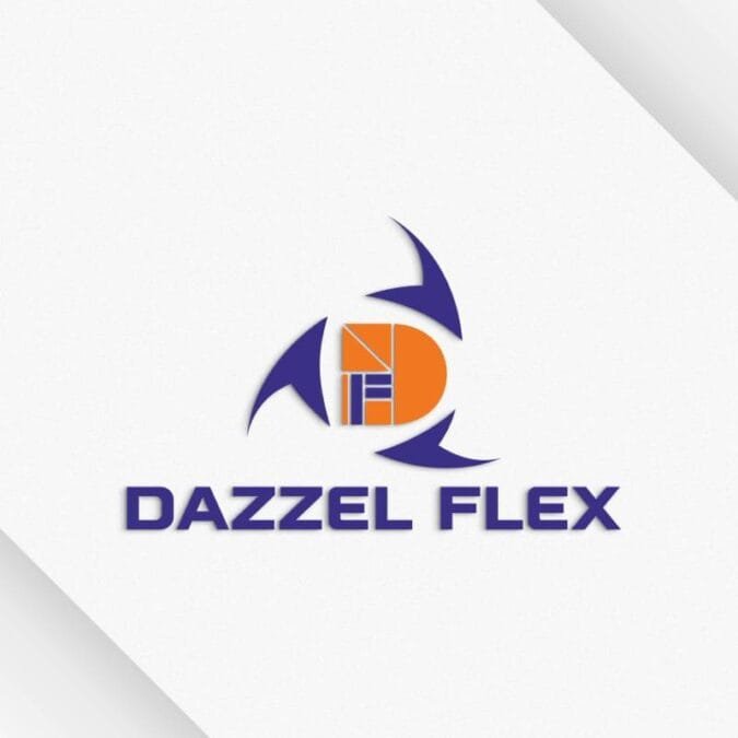 Modern abstract 3D logo design for Dazzel Flex by logo designer in Jaipur