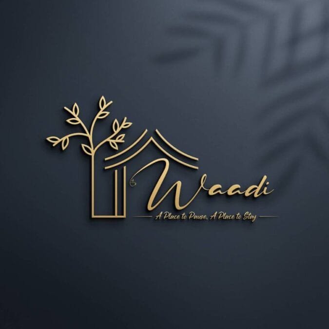 Gold metallic 3D logo design sample for luxury resort and staycation brand